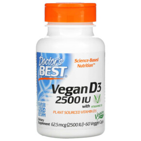 Thuốc bổ Doctor's Best Vegan D3 with Vitashine D3 2.500 IU 60 Veggie Caps 753950003026