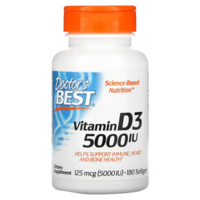 Thuốc bổ Doctor's Best Vitamin D3 125 mcg (5.000 IU) 180 Softgels 753950002180