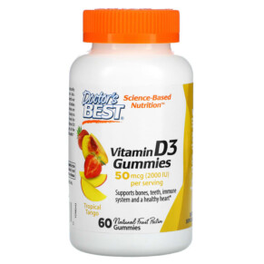 Thuốc bổ Doctor's Best Vitamin D3 Gummies Tropical Tango 25 mcg (1.000 IU) 60 Gummies 753950005433