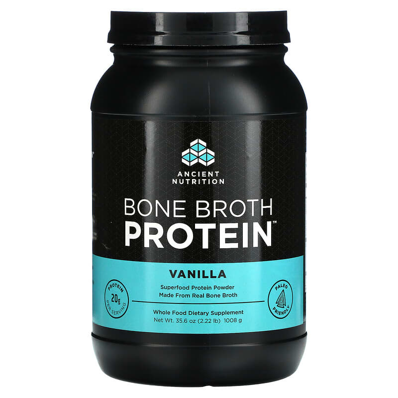 Dr. Axe / Ancient Nutrition Bone Broth Protein Vanilla 2.22 lbs (1008 g) 6 Thực phẩm chức năng Dr. Axe / Ancient Nutrition Bone Broth Protein Vanilla 2.22 lbs (1008 g) 816401020260