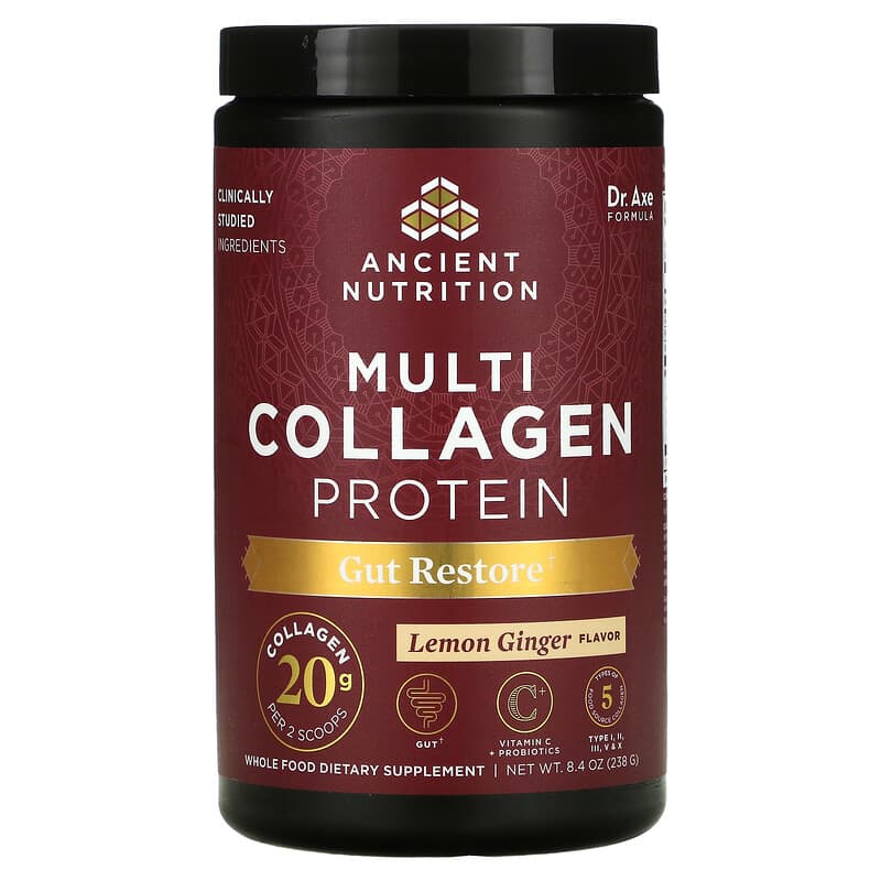 Dr. Axe / Ancient Nutrition Multi Collagen Protein Gut Restore Lemon Ginger 8.4 oz (238 g) 6 Thực phẩm chức năng Dr. Axe / Ancient Nutrition Multi Collagen Protein Gut Restore Lemon Ginger 8.4 oz (238 g) 816401022332