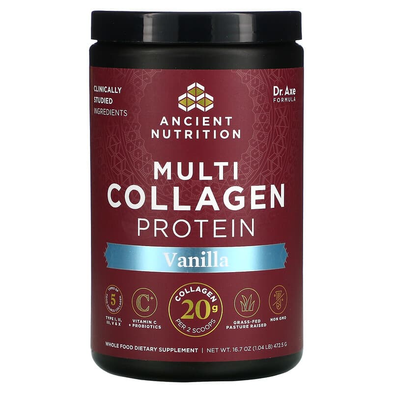 Dr. Axe / Ancient Nutrition Multi Collagen Protein Vanilla 1.04 lb (472.5 g) 6 Thực phẩm chức năng Dr. Axe / Ancient Nutrition Multi Collagen Protein Vanilla 1.04 lb (472.5 g) 816401021854