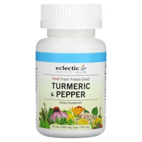 Thuốc bổ Eclectic Institute Raw Fresh Freeze-Dried Turmeric & Pepper 430 mg 90 Non-GMO Veg Caps 023363319114