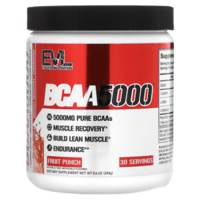 Thuốc bổ EVLution Nutrition BCAA 5000 Fruit Punch 8.6 oz (243 g) 818901022706