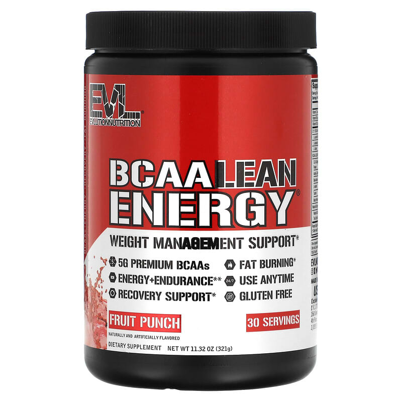 EVLution Nutrition BCAA LEAN ENERGY Fruit Punch 11.32 oz (321 g) 6 Thực phẩm chức năng EVLution Nutrition BCAA LEAN ENERGY Fruit Punch 11.32 oz (321 g) 710051864161