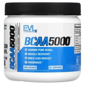 Thuốc bổ EVLution Nutrition BCAA5000 Unflavored 5.000 mg 5.3 oz (150 g) 818901028159