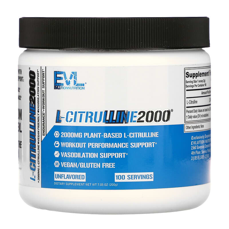 EVLution Nutrition L-CITRULLINE2000 7.5 oz (200 g) 6 Thực phẩm chức năng EVLution Nutrition L-CITRULLINE2000 7.5 oz (200 g) 818901022218