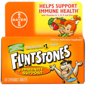 Thuốc bổ Flintstones Children's Multivitamin Supplement + Immunity Support Fruit 60 Chewable Tablets 016500086192