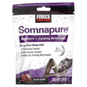 Thuốc bổ Force Factor Somnapure Melatonin + Calming Botanicals Dream Berry 30 Soft Chews 818594019458