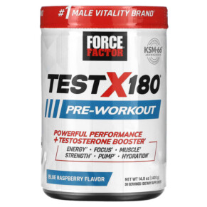Thuốc bổ Force Factor TestX180 Preworkout Blue Raspberry 14.8 oz (420 g) 818594019038