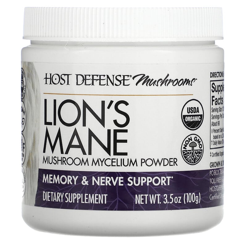Fungi Perfecti Host Defense Lion's Mane Mushroom Mycelium Powder Memory & Nerve Support 3.5 oz (100 g) 6 Thực phẩm chức năng Fungi Perfecti Host Defense Lion's Mane Mushroom Mycelium Powder Memory & Nerve Support 3.5 oz (100 g) 633422306964