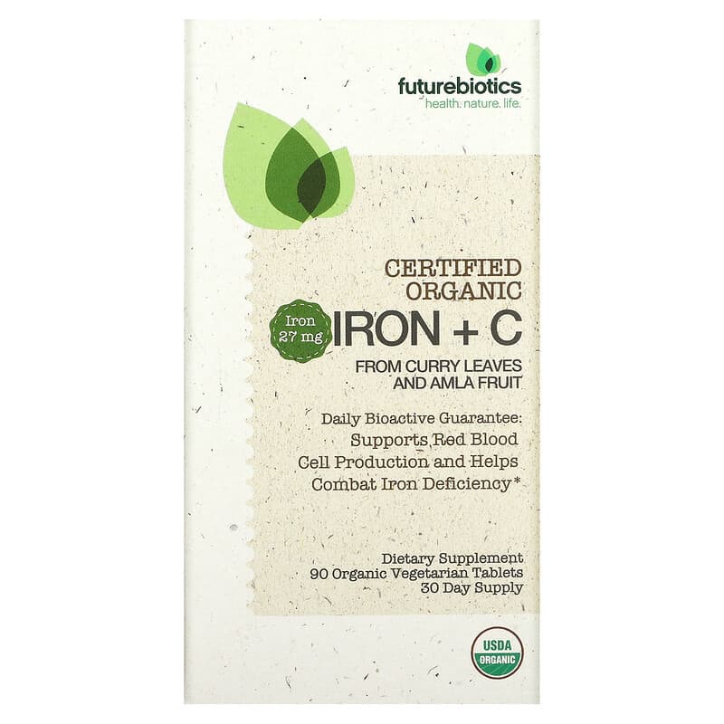 Futurebiotics Certified Organic Iron + C 90 Organic Vegetarian Tablets 6 Thực phẩm chức năng Futurebiotics Certified Organic Iron + C 90 Organic Vegetarian Tablets 049479035212