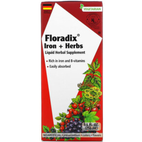Thuốc bổ Gaia Herbs Floradix Iron + Herbs Liquid Herbal Supplement 8.5 fl oz (250 ml) 850026260090