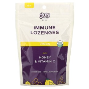 Thuốc bổ Gaia Herbs Immune Lozenges Lemon 24 Lozenges 751063152211
