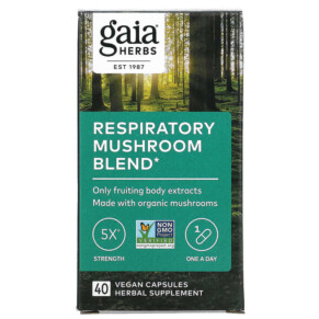 Thuốc bổ Gaia Herbs Respiratory Mushroom Blend 40 Vegan Capsules 751063151719