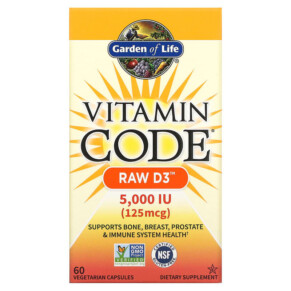 Thuốc bổ Garden of Life Vitamin Code RAW D3 125 mcg (5.000 IU) 60 Vegetarian Capsules 658010115865