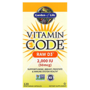 Thuốc bổ Garden of Life Vitamin Code RAW D3 50 mcg (2.000 IU) 120 Vegetarian Capsules 658010116565
