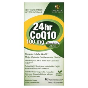 Thuốc bổ Genceutic Naturals 24hr CoQ10 100 mg 60 Vegetarian Capsules 896245001182