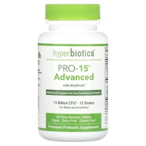 Thuốc bổ Hyperbiotics PRO-15 Advanced with Kiwifruit 15 Billion CFU 60 Time-Release Tablets 9506000058573