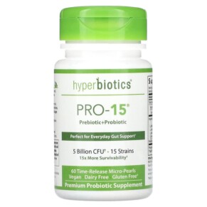 Thuốc bổ Hyperbiotics PRO-15 Prebiotic + Probiotic 5 Billion CFU 60 Time-Release Micro-Pearls 9506000058504