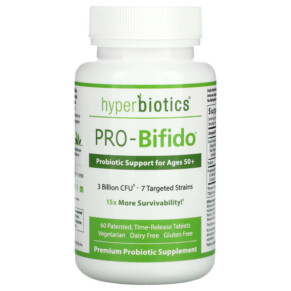 Thuốc bổ Hyperbiotics PRO-Bifido Probiotic Support for Ages 50+ 60 Time-Release Tablets 9506000113777