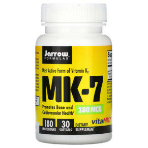 Thuốc bổ Jarrow Formulas MK-7 Most Active Form of Vitamin K2 180 mcg 30 Softgels 790011300120