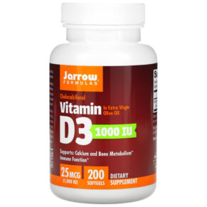 Thuốc bổ Jarrow Formulas Vitamin D3 Cholecalciferol 25 mcg (1.000 IU) 200 Softgels 790011300045