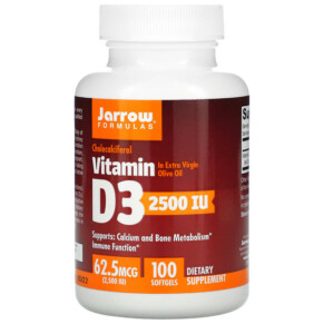 Thuốc bổ Jarrow Formulas Vitamin D3 Cholecalciferol 62.5 mcg (2.500 IU) 100 Softgels 790011290421