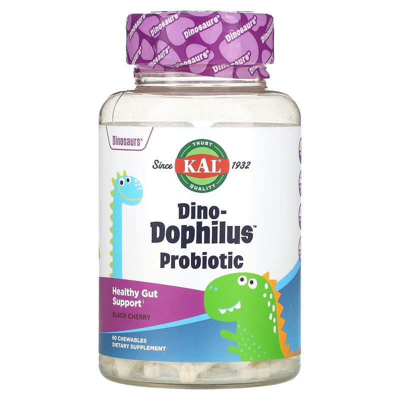 KAL Dinosaurs Dino-Dophilus Probiotic Black Cherry 60 Chewables 6 Thực phẩm chức năng KAL Dinosaurs Dino-Dophilus Probiotic Black Cherry 60 Chewables 021245502005