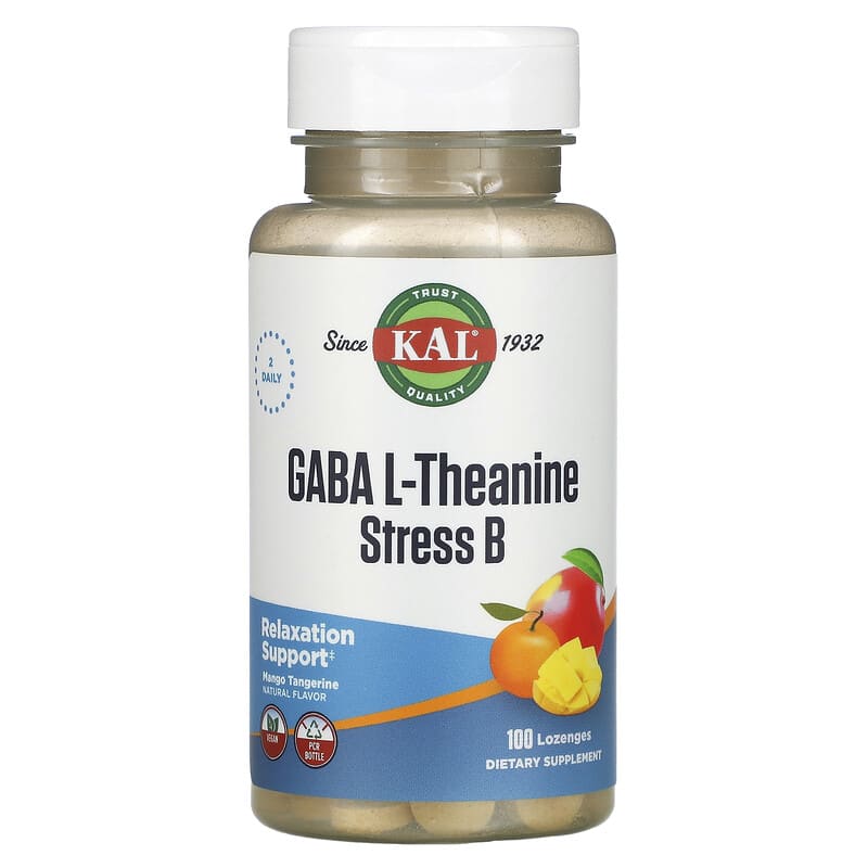 KAL GABA L-Theanine Stress B Mango Tangerine 100 Lozenges 6 Thực phẩm chức năng KAL GABA L-Theanine Stress B Mango Tangerine 100 Lozenges 021245276913