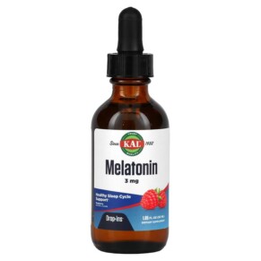 Thuốc bổ KAL Melatonin Raspberry 3 mg 1.85 fl oz (55 ml) 021245970354