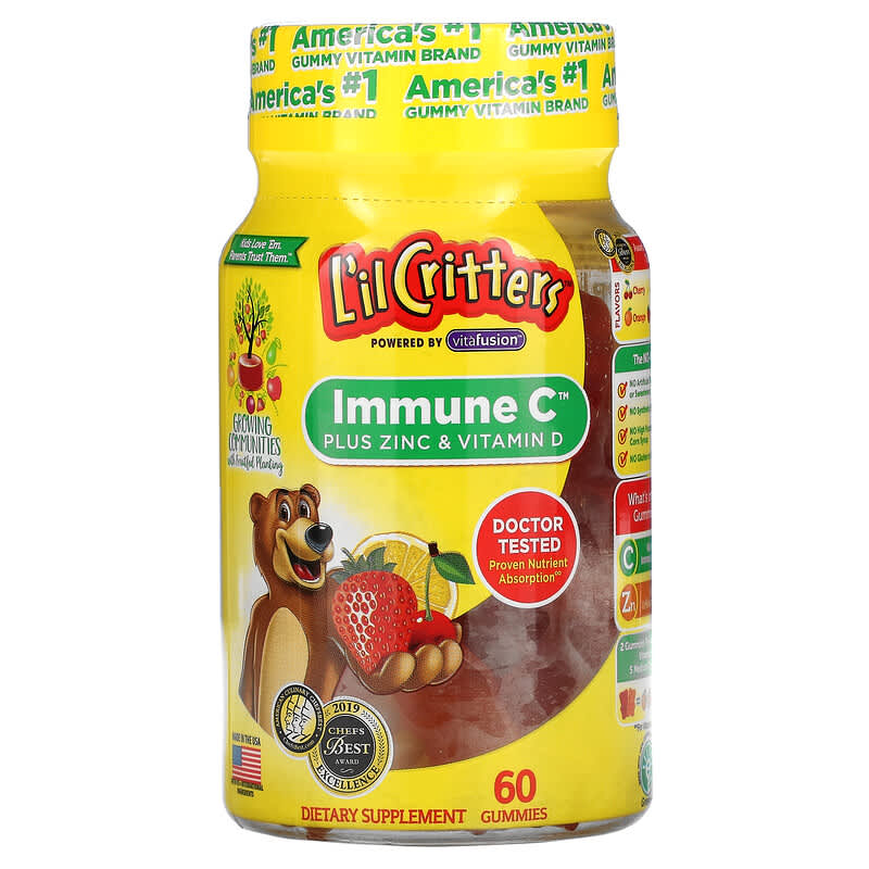 L'il Critters Immune C Plus Zinc & Vitamin D Assorted Flavors 60 Gummies 6 Thực phẩm chức năng L'il Critters Immune C Plus Zinc & Vitamin D Assorted Flavors 60 Gummies 027917006031