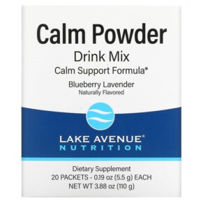 Thuốc bổ Lake Avenue Nutrition Calm Powder Drink Mix Blueberry Lavender 20 Packets 0.19 oz (5.5 g) Each 898220020997