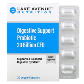 Thuốc bổ Lake Avenue Nutrition Digestive Support Probiotic Probiotic & Prebiotic Blend 20 Billion CFUs 30 Veggie Capsules 898220015283