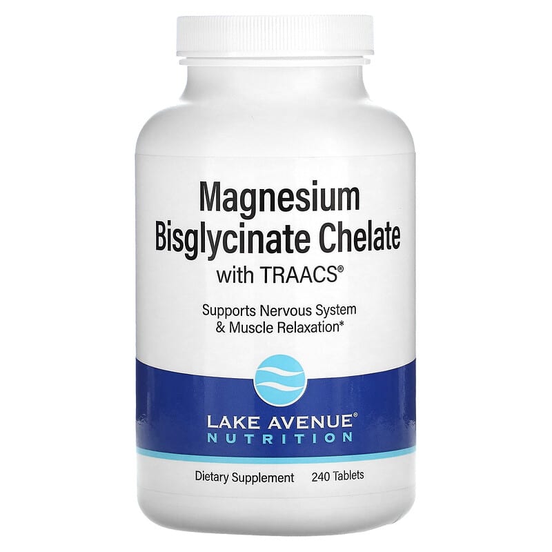 Lake Avenue Nutrition Magnesium Bisglycinate Chelate with TRAACS® 100 mg 240 Tablets 6 Thực phẩm chức năng Lake Avenue Nutrition Magnesium Bisglycinate Chelate with TRAACS® 100 mg 240 Tablets 898220016730