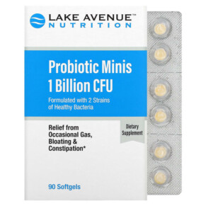 Thuốc bổ Lake Avenue Nutrition Probiotic Minis 2 Strain Blend 1 Billion CFU 90 Softgels 898220014873