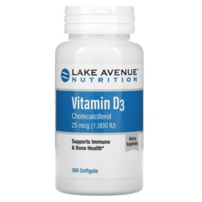 Thuốc bổ Lake Avenue Nutrition Vitamin D3 25 mcg (1.000 IU) 360 Softgels 898220014170
