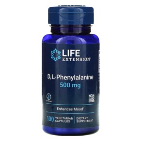 Thuốc bổ Life Extension D L-Phenylalanine 500 mg 100 Vegetarian Capsules 737870167112