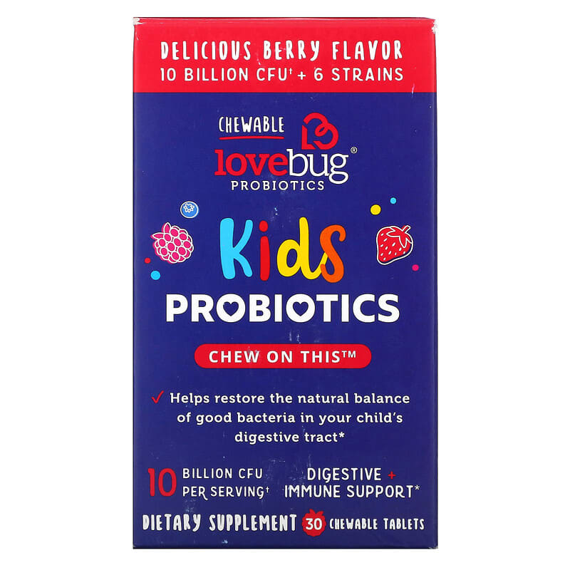 LoveBug Probiotics Kids Probiotics Delicious Berry 10 Billion CFU 30 Chewable Tablets 6 Thực phẩm chức năng LoveBug Probiotics Kids Probiotics Delicious Berry 10 Billion CFU 30 Chewable Tablets 850002716245