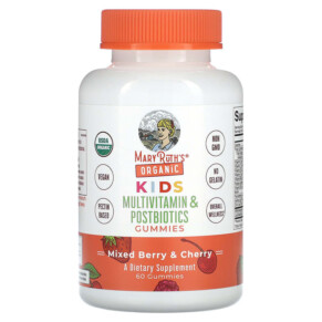 Thuốc bổ MaryRuth Organics Organic Kids Multivitamin & Postbiotics Gummies Mixed Berry & Cherry 60 Gummies 810104620314