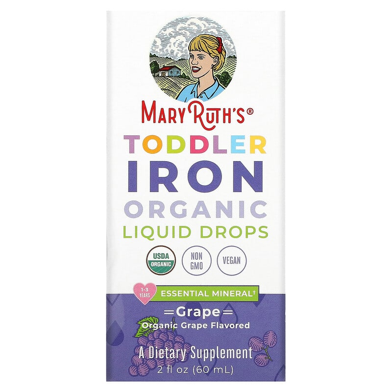 MaryRuth Organics Toddler Iron Organic Liquid Drops 1-3 Years Grape 2 fl oz (60 ml) 6 Thực phẩm chức năng MaryRuth Organics Toddler Iron Organic Liquid Drops 1-3 Years Grape 2 fl oz (60 ml) 850036700562