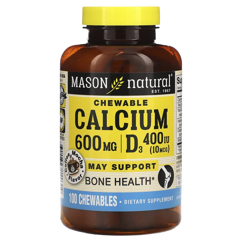 Mason Natural Chewable Calcium + D3 Coffee Mocha 600 mg 100 Chewables 6 Thực phẩm chức năng Mason Natural Chewable Calcium + D3 Coffee Mocha 600 mg 100 Chewables 311845140319