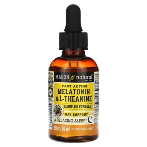 Thuốc bổ Mason Natural Fast Acting Melatonin & L-Theanine Sleep Aid Formula Mixed Berry 2 fl oz (59 ml) 311845184573