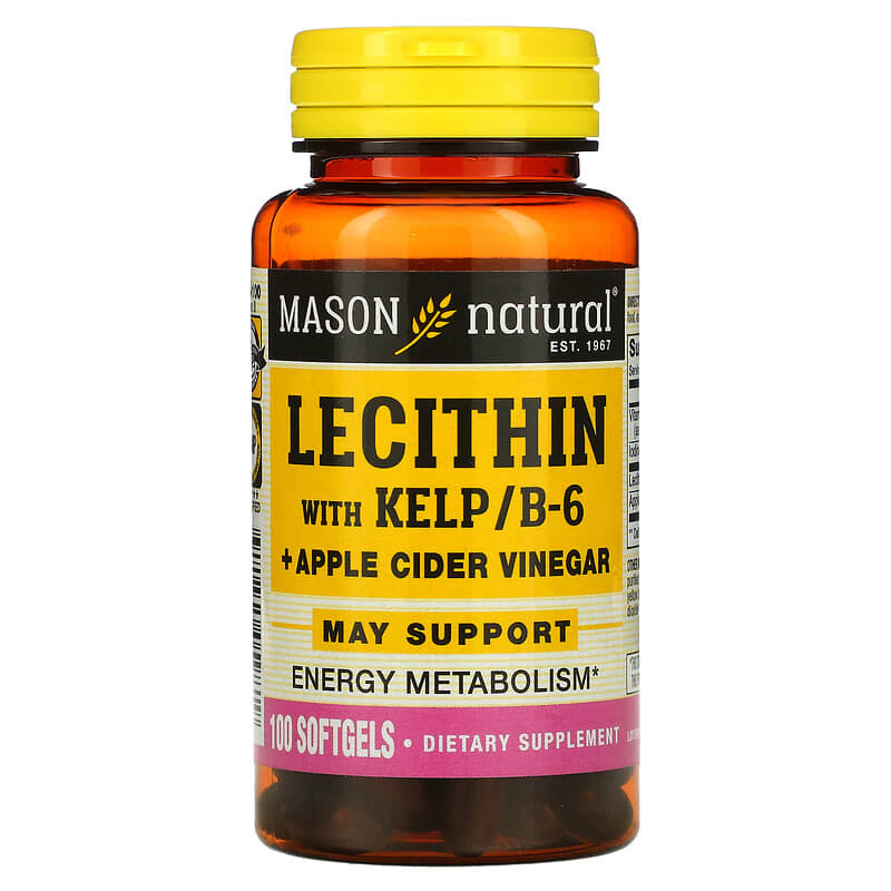 Mason Natural Lecithin with Kelp/B6 Plus Apple Cider Vinegar 100 Softgels 6 Thực phẩm chức năng Mason Natural Lecithin with Kelp/B6 Plus Apple Cider Vinegar 100 Softgels 311845059819