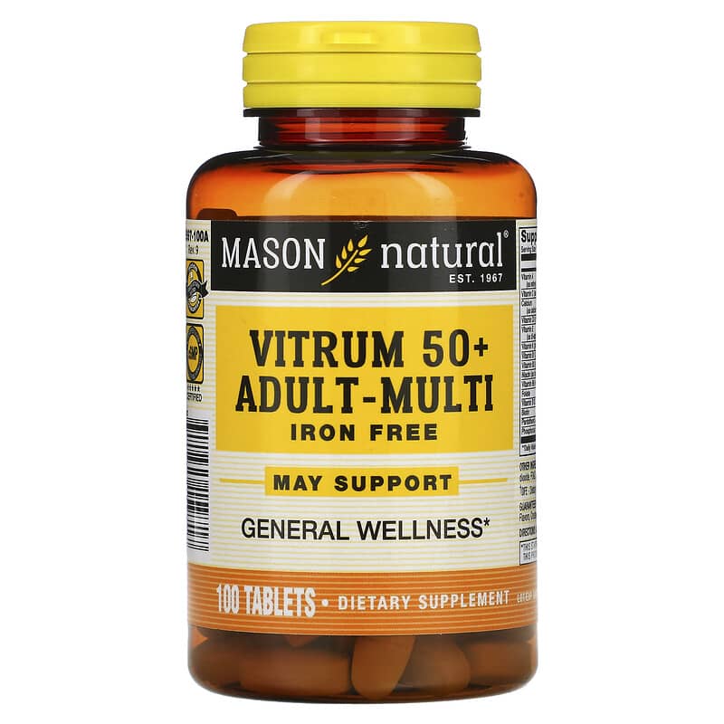 Mason Natural Vitrum 50+ Adult-Multi Iron Free 100 Tablets 6 Thực phẩm chức năng Mason Natural Vitrum 50+ Adult-Multi Iron Free 100 Tablets 311845159717