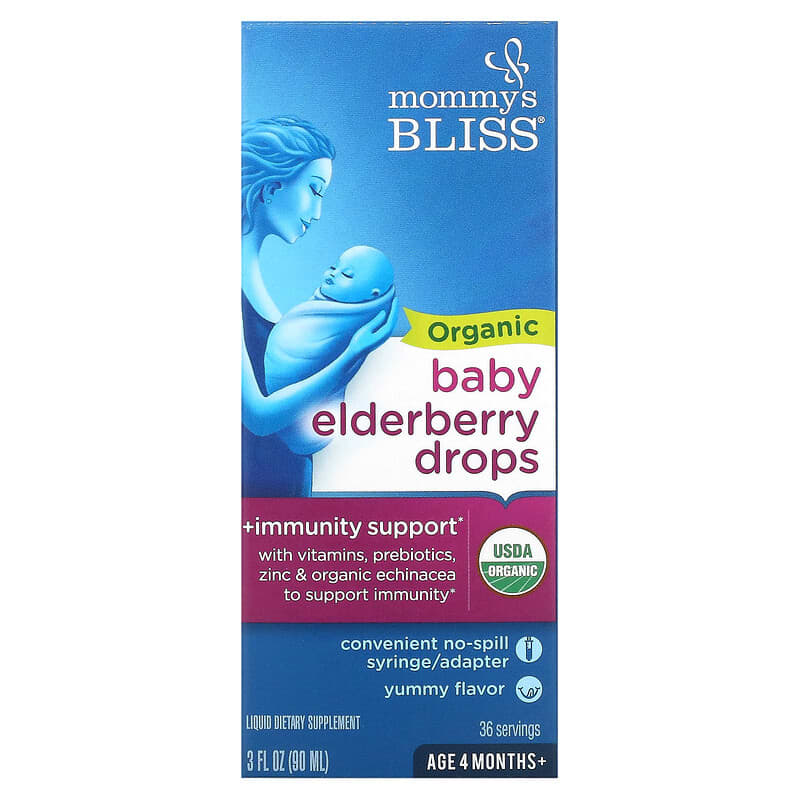 Mommy's Bliss Organic Baby Elderberry Drops Age 4 Months+ 3 fl oz (90 ml) 6 Thực phẩm chức năng Mommy's Bliss Organic Baby Elderberry Drops Age 4 Months+ 3 fl oz (90 ml) 679234051425