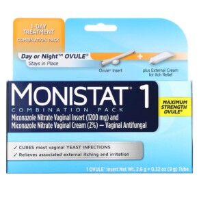 Thuốc bổ Monistat 1-Day Treatment Combination Pack Day or Night Ovule Maximum Strength 1 Ovule Insert 2.6 g + 0.32 oz (9 g) Tube 363736441807
