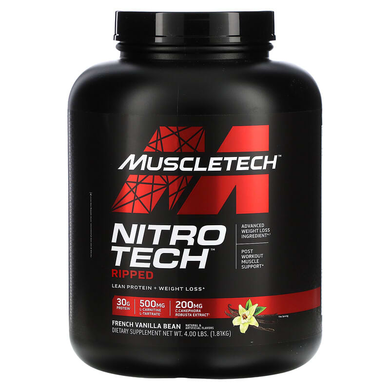 MuscleTech Nitro Tech Ripped Lean Protein + Weight Loss French Vanilla Bean 4 lbs (1.81 kg) 6 Thực phẩm chức năng MuscleTech Nitro Tech Ripped Lean Protein + Weight Loss French Vanilla Bean 4 lbs (1.81 kg) 631656709575