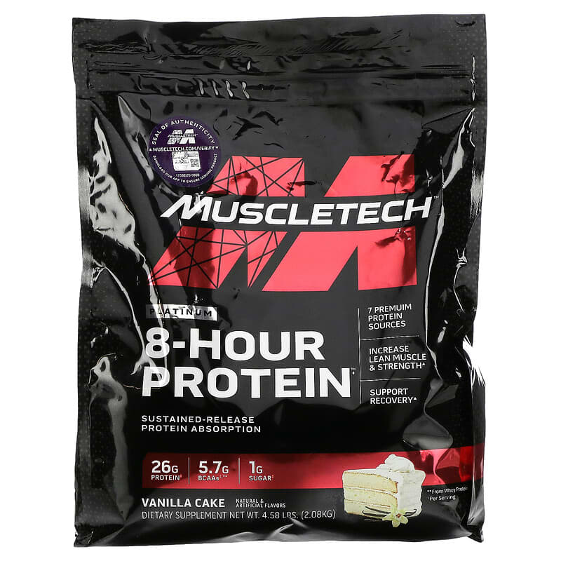 MuscleTech Platinum 8-Hour Protein Vanilla Cake 4.58 lbs (2.08 kg) 6 Thực phẩm chức năng MuscleTech Platinum 8-Hour Protein Vanilla Cake 4.58 lbs (2.08 kg) 631656703535