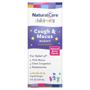 Thuốc bổ NatraBio Children's Cough & Mucus Night 4 Months & Up Natural Berry 4 fl oz (120 ml) 371400883976